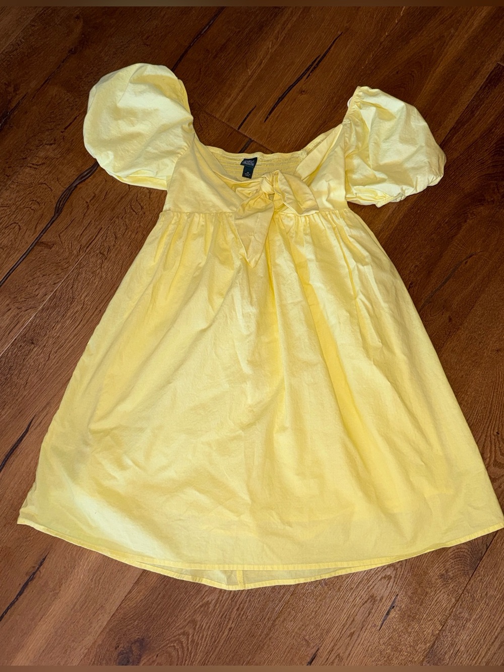Wild Fable Yellow Tie-Front Puff Sleeve Mini Dress